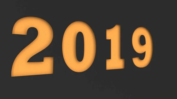 Orange 2019 Number Cut Black Paper Tahun Baru 2019 Ilustrasi — Stok Foto