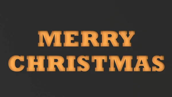 オレンジのメリー クリスマスの言葉を黒い紙にカットします レンダリング図 — ストック写真