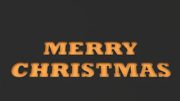 Turuncu Merry Christmas Kelimeler Siyah Kağıt Kesti Render Illüstrasyon — Stok fotoğraf