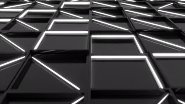 Mur Carreaux Rectangulaires Noirs Avec Des Éléments Blancs Lumineux Grille — Video