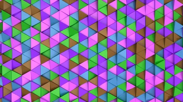 Шаблон Зелёных Коричневых Фиолетовых Синих Треугольных Призм Стена Призм Абстрактный — стоковое фото