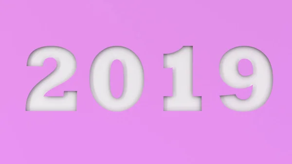 Weiße Zahl 2019 Lila Papier Geschnitten 2019 Neujahrszeichen Darstellung — Stockfoto