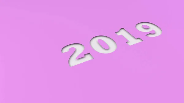Numéro 2019 Blanc Coupé Papier Violet 2019 Nouvelle Année Signe — Photo