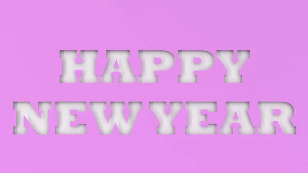 White Happy New Year Words Cut Purple Paper Rendering Illustration — Stock Photo, Image