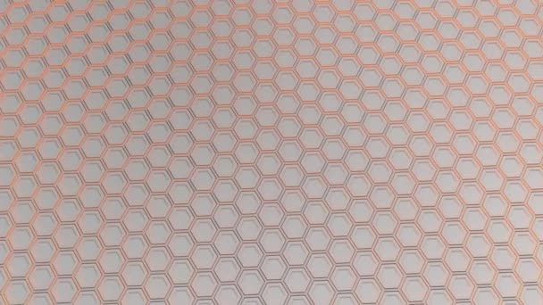 Absztrakt Technológiai Háttér Készült Fehér Hatszögek Narancssárga Izzás Fala Hexagons — Stock videók