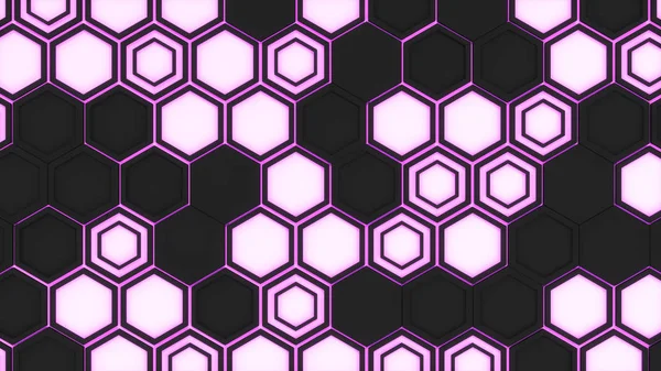 Résumé Fond Composé Hexagones Noirs Sur Fond Violet Brillant Mur — Photo