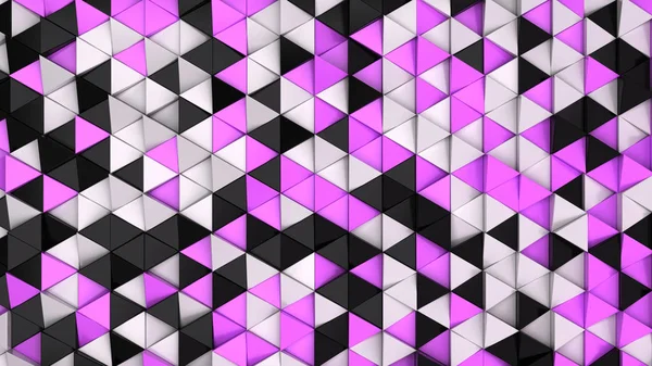 白色和紫色三角形棱镜的图案 棱镜墙 抽象3D 渲染插图 — 图库照片