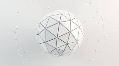 Arka plan beyaz yüzeyi beyaz küre ile. 3D render illüstrasyon