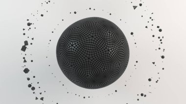 Arka plan beyaz yüzey üzerinde siyah küre ile. 3D render illüstrasyon