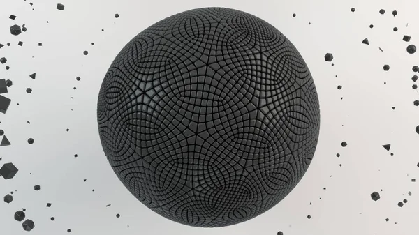 Fondo Abstracto Con Esfera Negra Superficie Blanca Ilustración Representación — Foto de Stock