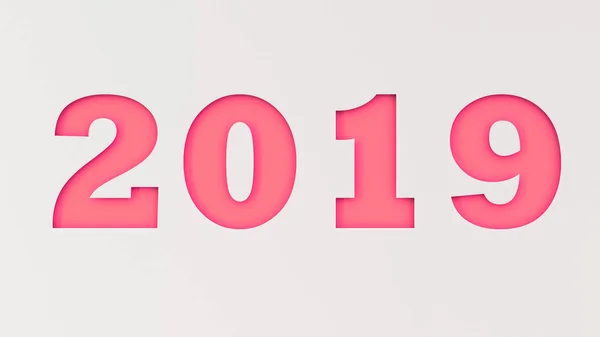 Número Vermelho 2019 Cortado Papel Branco 2019 Sinal Ano Novo — Fotografia de Stock