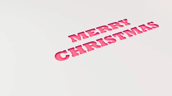 Red Merry Palabras Navidad Cortadas Papel Blanco Ilustración Representación —  Fotos de Stock