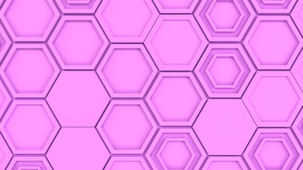 抽象3D 由紫色六边形的背景 六边形墙 蜂窝图案 渲染插图 — 图库照片