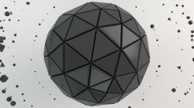 Arka plan beyaz yüzey üzerinde siyah küre ile. 3D render illüstrasyon