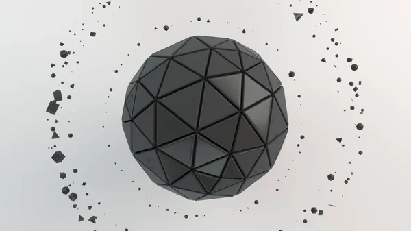 Abstract background with black sphere on the white surface. 3D render illustration
