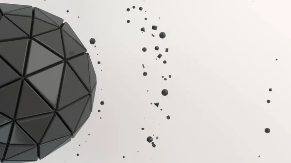 Abstract background with black sphere on the white surface. 3D render illustration