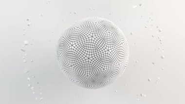Arka plan beyaz yüzeyi beyaz küre ile. 3D render illüstrasyon