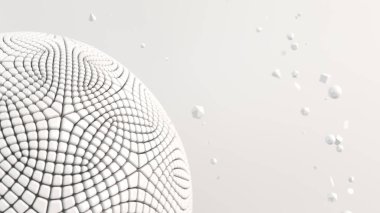 Arka plan beyaz yüzeyi beyaz küre ile. 3D render illüstrasyon