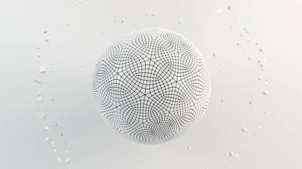 Abstract background with white sphere on the white surface. 3D render illustration