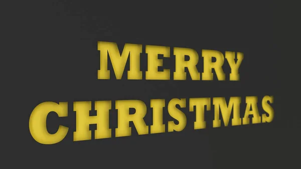 黄色のメリー クリスマスの言葉を黒い紙にカットします レンダリング図 — ストック写真