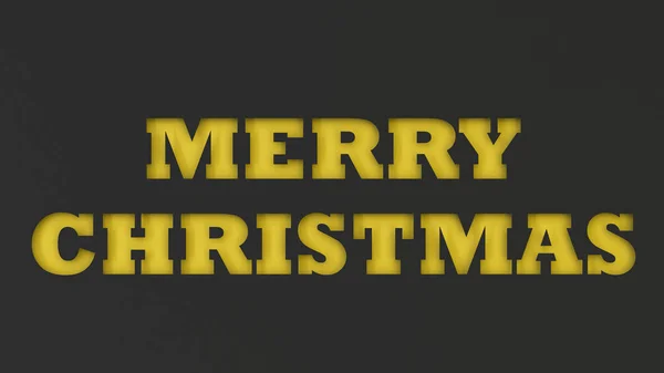 Yellow Merry Christmas Words Cut Black Paper Rendering Illustration — Stock Photo, Image