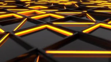 Duvar siyah dikdörtgen döşeme turuncu parlak elemanları ile. Kare kiremit kılavuz. Arka plan. 3D render