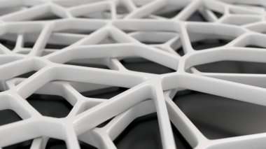 Siyah arka plan üzerine soyut beyaz 3d rendeleyin. Hoparlör ızgara. Kaotik satır yapısı. 3D render illüstrasyon