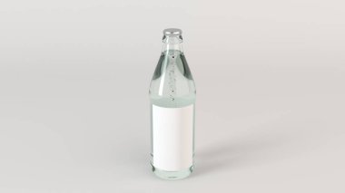 Kadar su bira şişe 0,5 l beyaz arka plan üzerinde boş beyaz etiket ile ilgili alay et. Tasarım veya marka şablonu. 3D render illüstrasyon