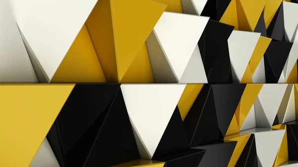 Modello Prismi Triangolo Nero Bianco Giallo Muro Prismi Astratto Sfondo — Foto Stock