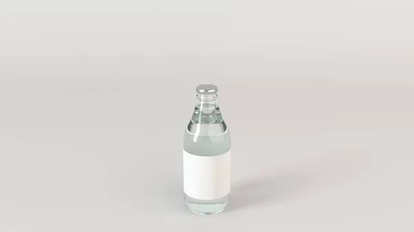 Håna Upp Transparent Vattenflaska Med Tomma Vita Etiketten Vit Bakgrund — Stockfoto