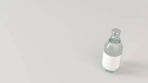 Attrappe Einer Transparenten Trinkflasche 33L Mit Weißem Etikett Auf Weißem — Stockfoto