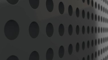 Yarıkürenin desenli siyah yüzey girintiler. 3d arka plan. 3D render illüstrasyon.