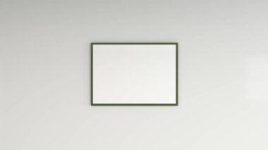 Boş beyaz poster duvara renkli çerçeve içinde. Resim ya da fotoğraf mockup. 3D render illüstrasyon