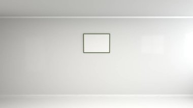 Boş beyaz poster duvara renkli çerçeve içinde. Resim ya da fotoğraf mockup. 3D render illüstrasyon