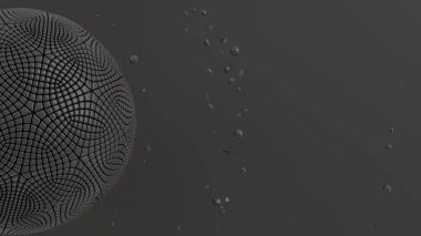 Arka plan siyah yüzey üzerinde siyah küre ile. 3D render illüstrasyon