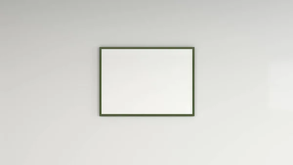 Blank white poster in colorful frame on the wall. Picture or photo mockup. 3D render illustration