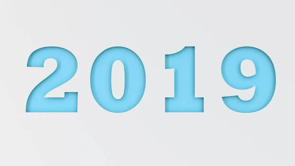 Синій Номер 2019 Нарізаний Білим Папером 2019 Рік Новорічний Знак — стокове фото