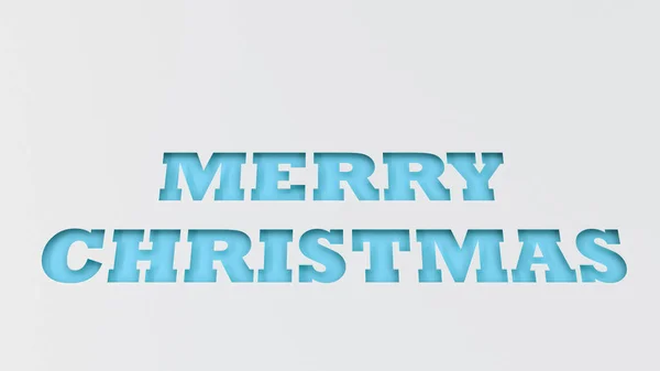 青いメリー クリスマスの言葉は ホワイト ペーパーをカットします レンダリング図 — ストック写真