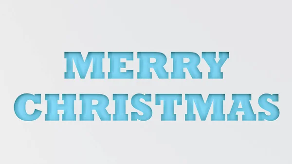 Blue Merry Christmas Parole Tagliate Carta Bianca Illustrazione Rendering — Foto Stock