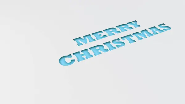 Blue Merry Palabras Navidad Cortadas Papel Blanco Ilustración Representación — Foto de Stock