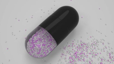 Beyaz arka plan üzerinde renkli ilaç kapsül. Tıbbi ya da eczane konsepti. 3D render illüstrasyon