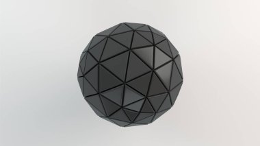 Arka plan beyaz yüzey üzerinde siyah küre ile. 3D render illüstrasyon