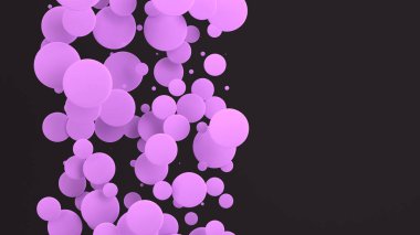 Mor yuvarlak yüzey-in siyah arka plan üzerine rastgele boyutu. Arka plan daire ile. Bulut çevrelerin duvar önünde. 3D render illüstrasyon