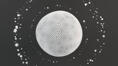 Arka plan beyaz küre üzerinde siyah yüzey ile. 3D render illüstrasyon