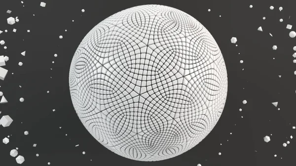 Fondo Abstracto Con Esfera Blanca Superficie Negra Ilustración Representación — Foto de Stock