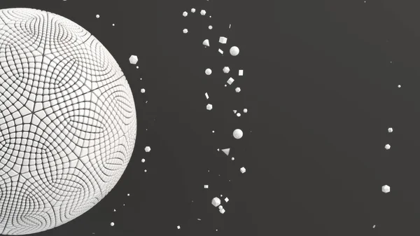 Abstract background with white sphere on the black surface. 3D render illustration