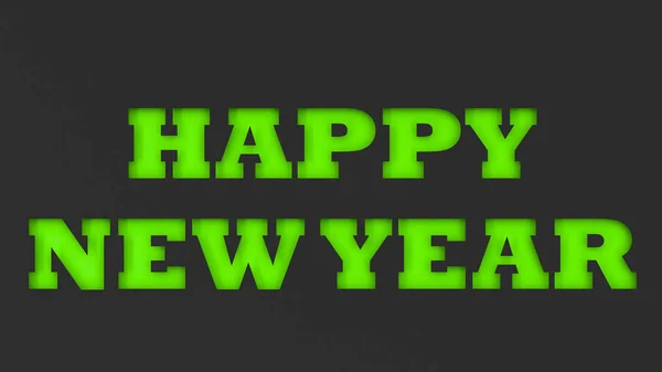 Green Happy New Year Parole Tagliate Carta Nera Illustrazione Rendering — Foto Stock