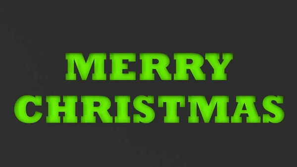 Green Merry Christmas Words Cut Black Paper Rendering Illustration — Stock Photo, Image