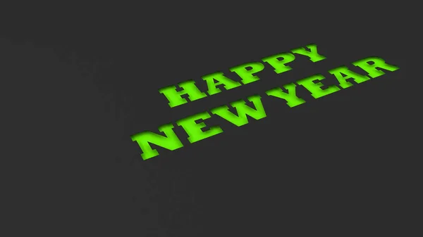 Groene Gelukkig Nieuwjaar Woorden Snijden Zwart Papier Rendering Illustratie — Stockfoto