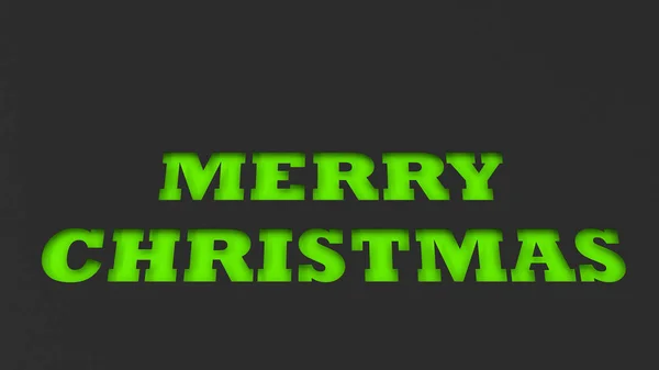 緑のメリー クリスマスの言葉を黒い紙にカットします レンダリング図 — ストック写真